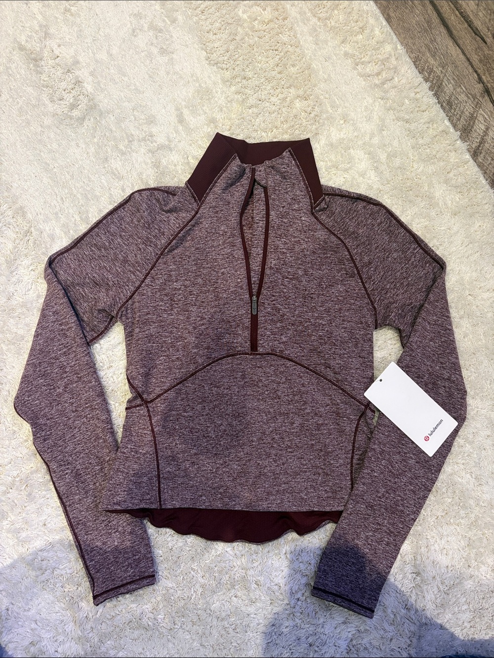 Lululemon Maroon Heather Quarter-Zip Long Sleeve